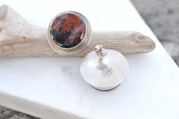 Sterling Silver Modern Jasper Button Earrings, Ta… - image 2