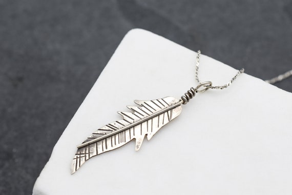 Sterling Silver Native American Feather Necklace,… - image 2
