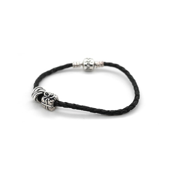 本物のスターリングシルバー PANDORA ブレスレット、チャーム 2 個付き