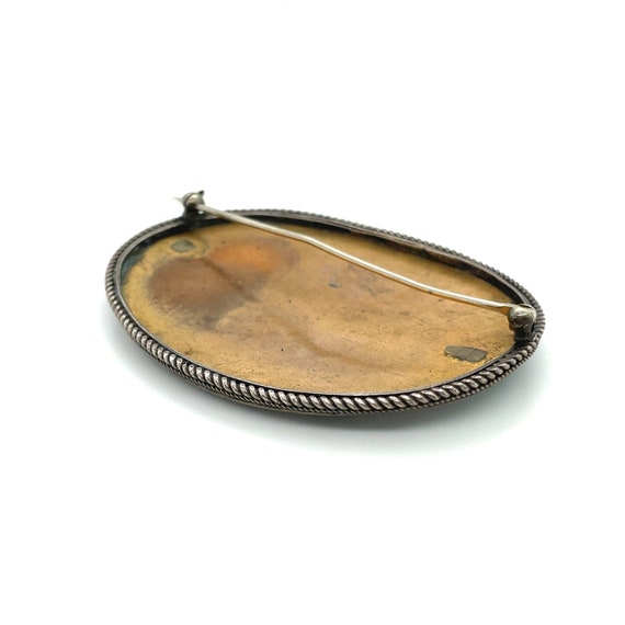 Antique Art Nouveau Guilloche Enamel Oval Brooch,… - image 3