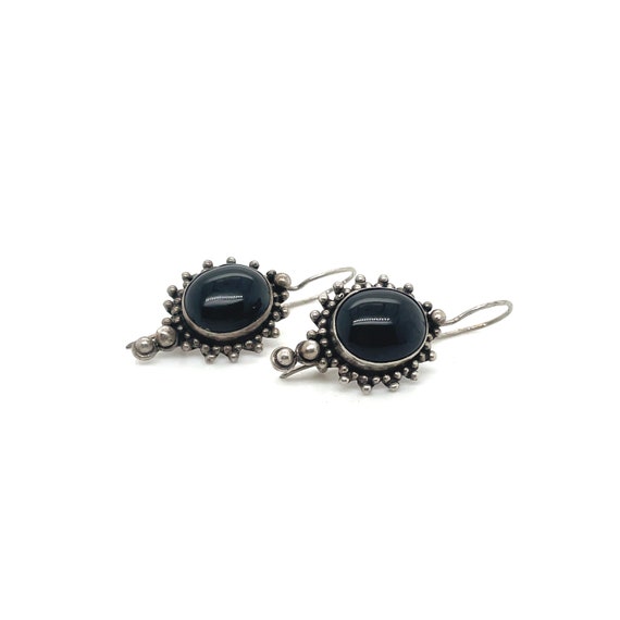 Sterling Silver Black Onyx Dangle Earrings, 925 S… - image 2