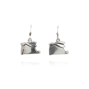Silver Dangle Bunny Rabbit Earrings, Modernist Bunny Earrings, Silver Rabbit Earrings, Bunny Jewelry, Rabbit Jewelry