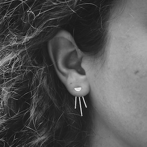 Sparkle Comet Ear Jackets and Half Moon Stud Combo Sterling - Etsy