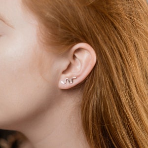 Snake Ear Climbers - Sterling Silver - Shiny or Oxidized - Ear Crawlers - Renegade Silver - Reptile Earrings - Up the Ear