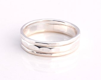 Hammered Ring Set - Sterling Silver or 14 K Gold Filled - Any Size - Set of Rings - Hammered - Stackable Rings