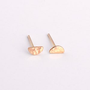 Tiny Half Moon Stud Earrings - 14k Yellow Gold Fill Post Earrings - Mix & Match With Ear Jackets
