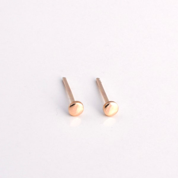 Tiny Dot Stud Earrings - 14k Gold Filled - Yellow Gold or Rose Gold - Small 3mm Gold Post Earrings - Renegade Silver Studs - Mini Circles