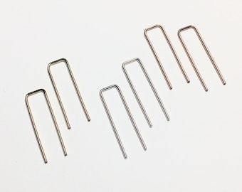 NEW! Symmetrical Ear Staples - Threader Earrings - Sterling Silver Shiny or Oxidized Black - Unique Minimalist Style - Geometric Earring