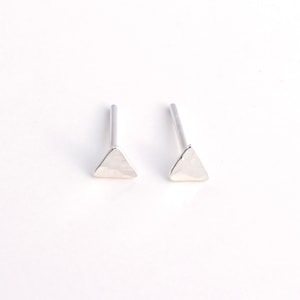 Tiny 3mm Triangle Stud Earrings - Sterling Silver Posts - Hammered - Sensitive Ears - Simple - Minimalist - Handmade - Small Dainty
