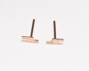 Micro Bolt Studs - 14k gold fill - handmade - stud earrings - tiny earrings - second piercing - first earrings