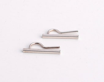 Perfekte Mini Pins - Sterling Silber Ohr kletterer - Straight Bar Ohrringe - Ohr Crawler - 15mm Länge - Ohrstecker - Line Ohrring - Oxidierter Pin