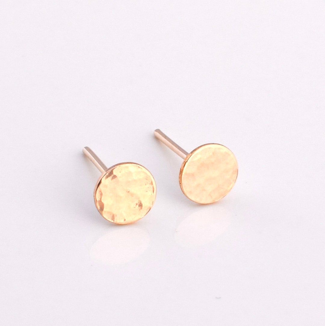 14 K Gold Filled Hammered Full Moon Stud Earrings - Round