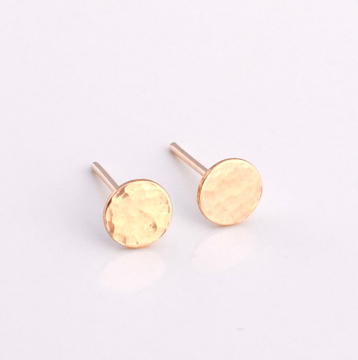 14 K Gold Filled Hammered Full Moon Stud Earrings - Round