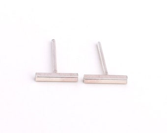 Perfect Bar Stud Earrings - Post Earrings - Sterling Silver Earrings - Hammered or Smooth - Oxidized - Minimalist - Line - Renegade Silver