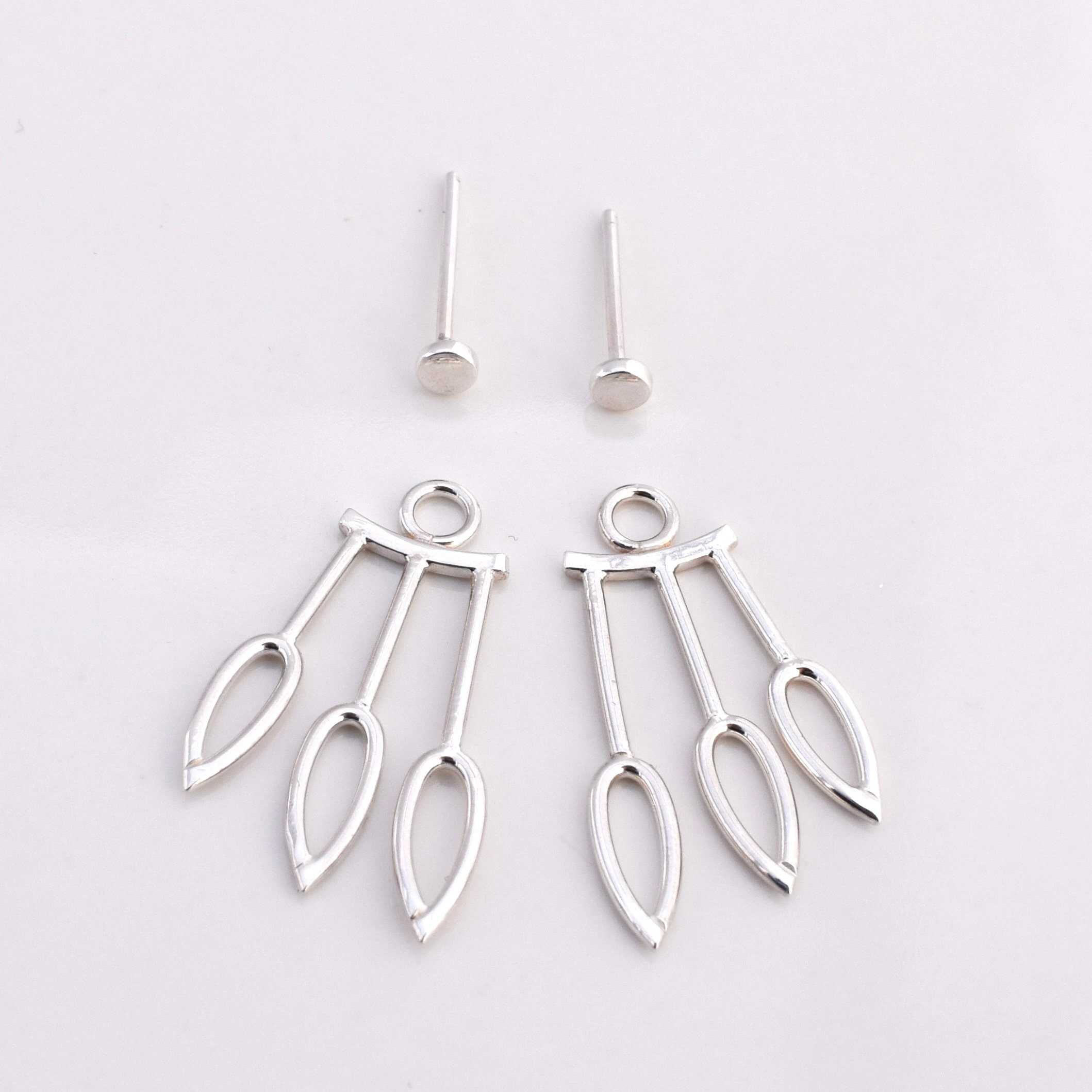 Leafy Stems Ear Jackets and Tiny Dot Stud Combo Sterling - Etsy
