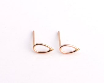 Tiny Leaf 3mm Studs - 14 K Gold Filled Post Earrings - Sensitive Ears - Simple - Handmade -Renegade Silver - Nature - Micro