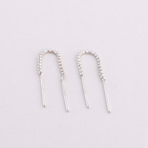 NEW! Mini Chain Ear Threaders - Pull Through Movement Earrings - Minimalist - Handmade Sterling Silver - Renegade Silver - Dangly Earrings