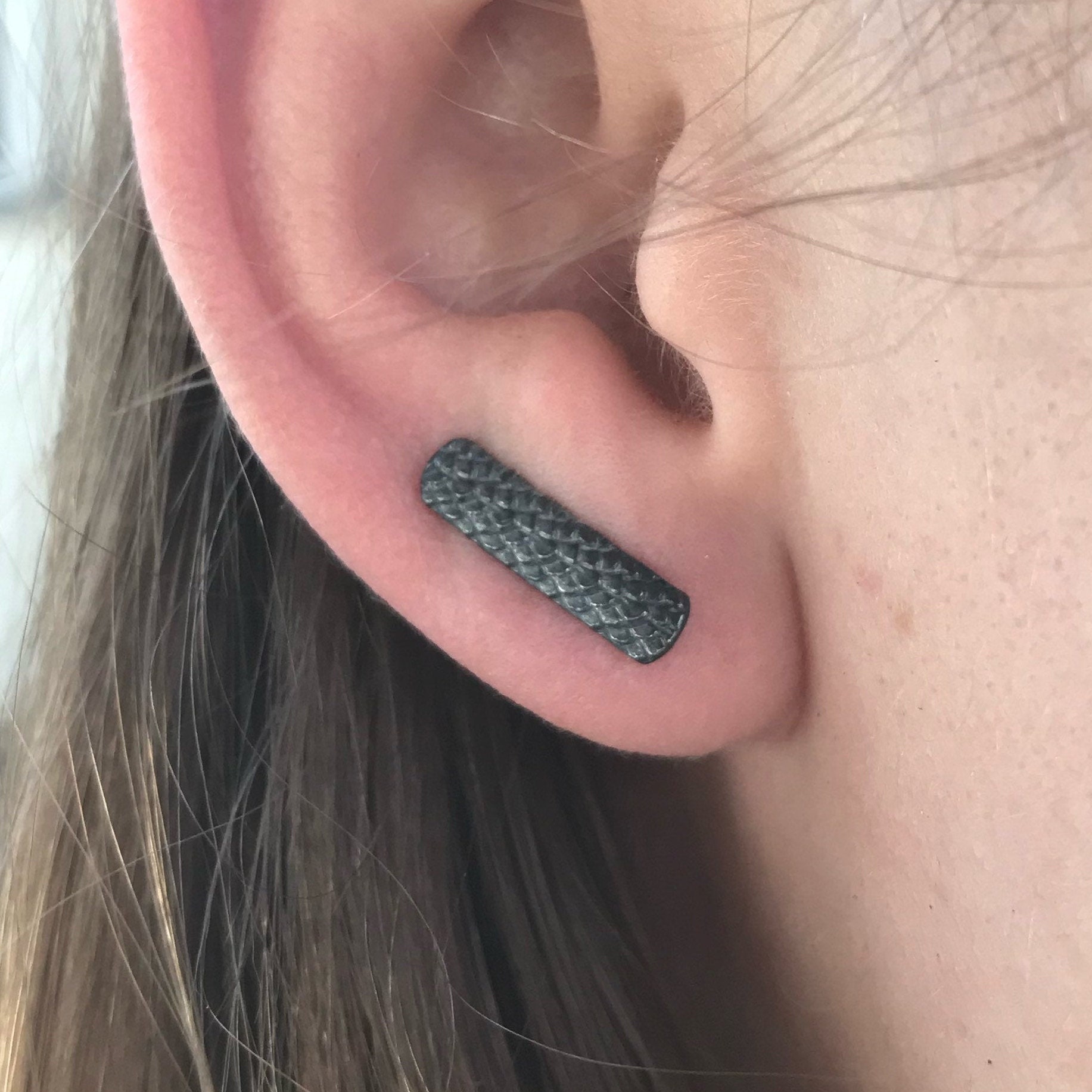 Snake Skin Ear Pins Sterling Silver Ear Climbers Straight - Etsy