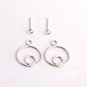 Mod New Moon Combo - Sterling Silver Earring Jackets and Stud Combo - Sensitive Ears - Simple - Minimalist - Handmade - Small Dainty
