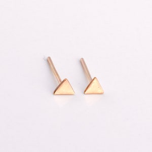 Tiny 3mm Triangle Stud Earrings - 14 K Gold FIlled - Sensitive Ears - Simple - Minimalist - Handmade - Baby Studs - Small Dainty