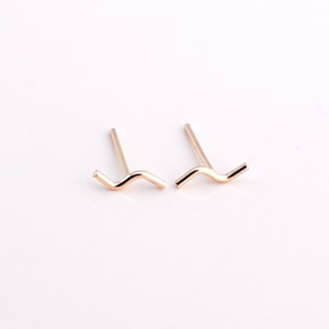 Squiggle Studs - Renegade Silver - Crimped Stud - Gold Filled - Minimal Studs - Post Earrings - Wave Earrings
