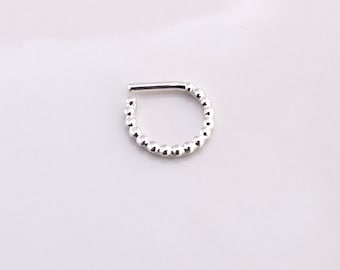 Dünner Perlen Septum Ring - Sterling Silber Nasenring - Zierlich - KEIN Clicker - Handgemacht - Individuell - Baby Größe vorhanden