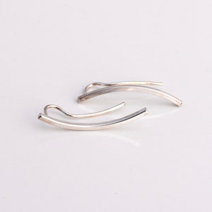 Perfect Ear Climbers - Sterling Silver - Hammered - Shiny Matte or Oxidized - Ear Pins - Ear Crawlers - Renegade Silver - Geometric Climbers