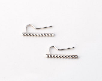 Beaded Mini Pins - Sterling Silver Ear Climbers - Straight Bar Earrings - Ear Crawler - 15mm Length - Ear Pin - Bubble Earring - No Backer