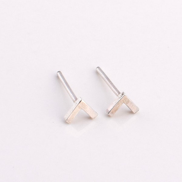 Chevron Stud Earrings - Sterling Silver Post Earrings - Mix & Match With Ear Jackets - RenegadeSilver - Oxidized - Tiny Earrings - Geometric