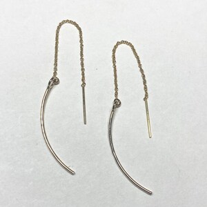 NEW! 14 K Gold Filled Chain Ear Threaders - Movement Earrings - Minimalist - Handmade - Renegade Jewelry - Dangly Earrings
