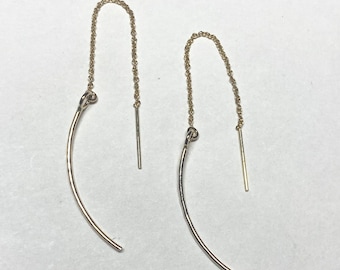 NEW! 14 K Gold Filled Chain Ear Threaders - Movement Earrings - Minimalist - Handmade - Renegade Jewelry - Dangly Earrings