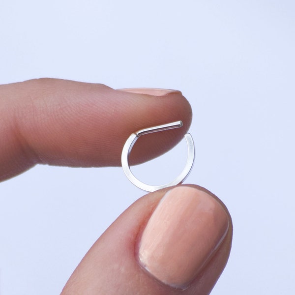 Baby Size Available! Square Septum Ring - Sterling Silver Septum Ring - Thin - Small - Micro - Dainty - NOT A Clicker - Custom Made to Order