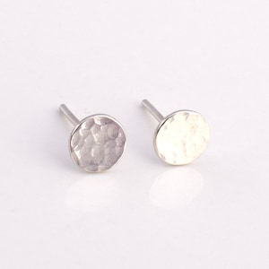 Full Moon Stud Earrings - Sterling Silver Circle Post Earrings - Hammered or Smooth Texture - Mix & Match With Ear Jackets