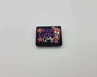 Iced Coffee Girly Focal Bead, Silicone Beads, Focal Silicone Beads, Silicone Beads for Pens, Coffee Lover