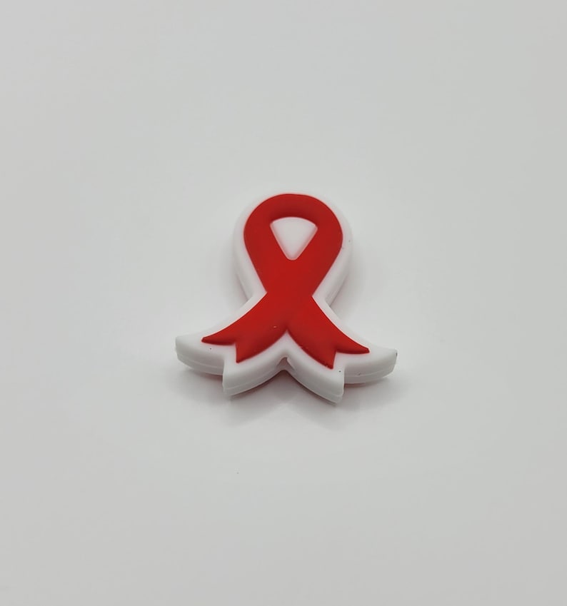 Solid Hot Object Awareness Ribbon Silicone Focal Beads, Cancer Ribbon Focal Bead for ...