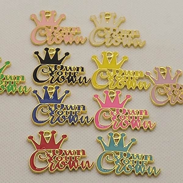 Own Your Crown Charms Gold-DIY Charms for Jewelry Making-Wholesale Charms-Charm Vendor-Word Charms-Charms for Bracelets-Queen