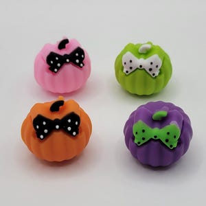 Polka Dot Bows and Pumpkin 3D Focal Bead-Silicone Beads-Focal Silicone Beads