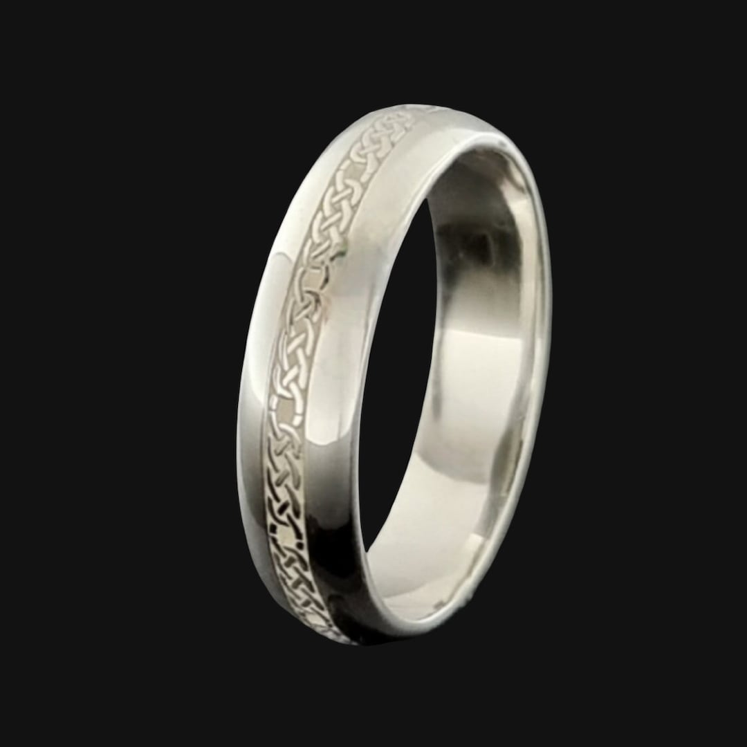 Celtic Knot Wedding Ring | Beveled Sterling Silver Wedding Ring | Gold ...