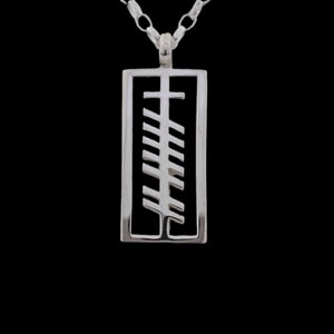 Ogham Grá (Love) Necklace | Sterling Silver Framed Geometric Ogham Pendant | Unique Irish Design | Handmade in Ireland | Worldwide Delivery