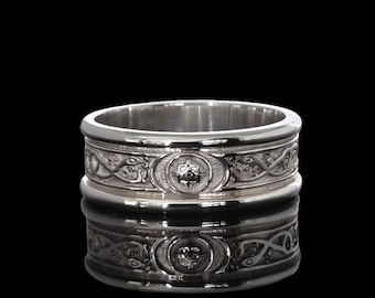 Celtic Shield Ring | 9mm Celtic Warrior Ring | Unique Celtic Wedding Band | Designed and Made in lreland | Free Worldwide Delivery