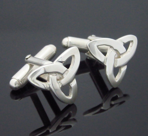 Trinity Knot Cufflinks - Silver Cufflinks - Gold Celtic Cufflinks - Irish Jewelry - Designed and Made in Ireland - Free Worldwide Shipping