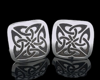 Dara Knot Cufflinks | Sterling Silver Trinity Knot Cufflinks | Gold Celtic Irish Cufflinks | Men's Jewelry | Designed and Made in Ireland
