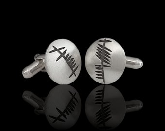 Sterling Silver Ogham Anam Cara (Soul Mate) Cufflinks | Personalised Men's Jewelry | Groom's Jewelry | Irish Design | Made in Ireland