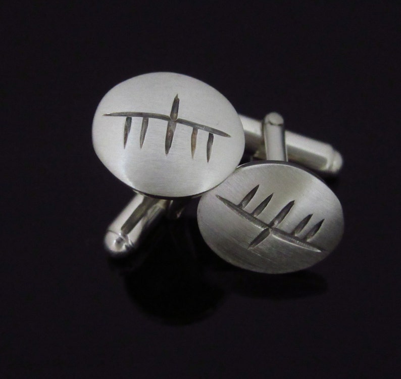 Groomsman Bestman Unique Jewelry -Wedding Father/'s Day Pesonalised Jewelry Handcrafted Silver Ogham Cufflinks