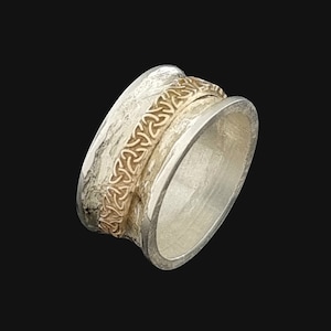 Trinity Knot Spinner Ring | Sterling Silver Fidget Ring | Silver and Gold Worry Ring | Irish Jewelry | Designed and Handmade in Ireland