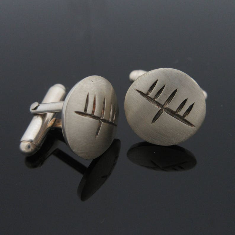 Groomsman Bestman Unique Jewelry -Wedding Father/'s Day Pesonalised Jewelry Handcrafted Silver Ogham Cufflinks