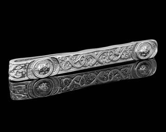 Sterling Silver Celtic Shield Tie Slide | Gold Celtic Tie Bar | Silver Tie Bar | Ardagh Jewelry | Men's Accessories | Handmade in Ireland