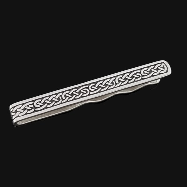 cravate avec noeud celtique | Claquette à cravate celtique en argent sterling | Bijoux irlandais en or pour hommes | Cadeau fête des pères | Bijoux du marié | Fabriqué en Irlande