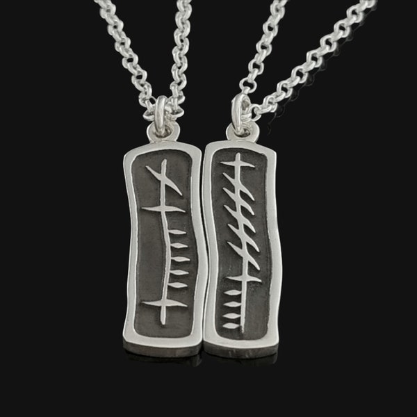 Ogham Soul Mate Necklace Set | Sterling Silver Anam Cara Ogham Pendant Set |  | Original Irish Design | Made in Ireland | Free Shipping