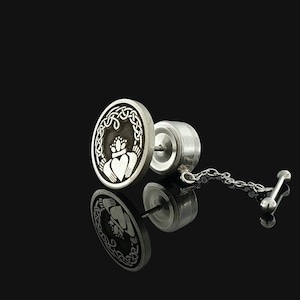 Claddagh Tie Pin | Sterling Silver Claddagh tie tack | Unique Men&#39;s Jewelry | Silver Claddagh Lapel Pin | Irish Claddagh | Made in Ireland